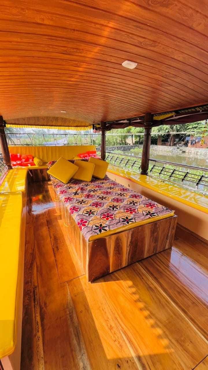 3 Premium shikara boat interior seating in Alleppey